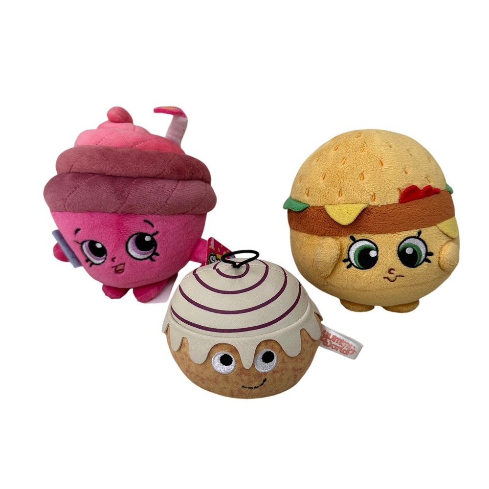 Shopkins Yummy World Plush Lot Mary Wishes Burger Cinnamon Roll Toy 4-6in Mixed